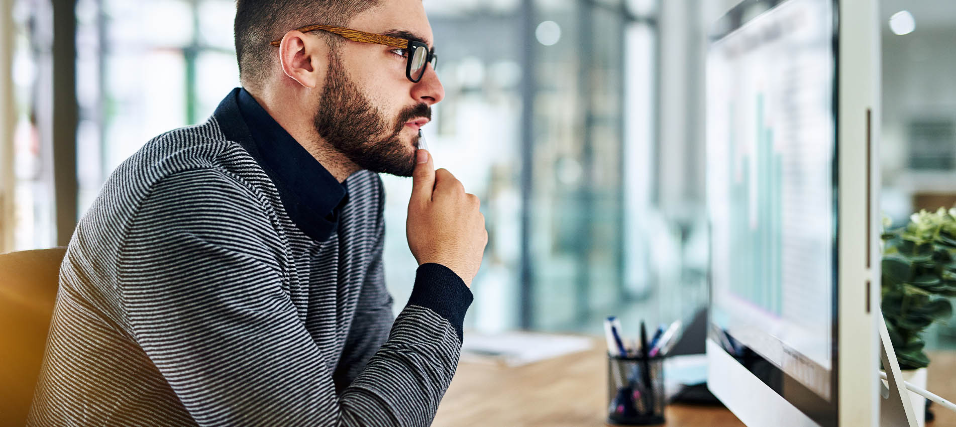 Man Working On A Computer