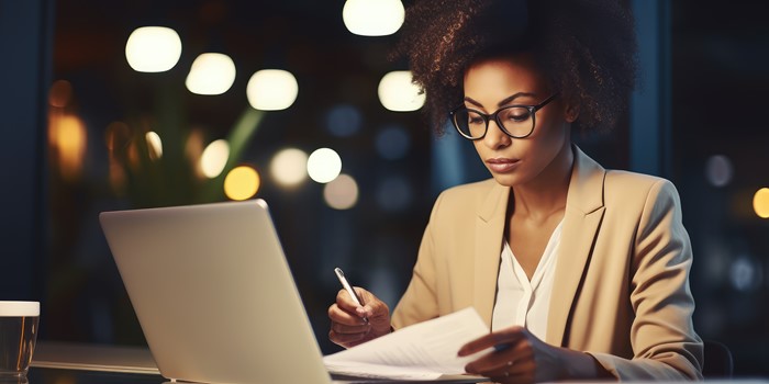 Buisness Women Reading A Report