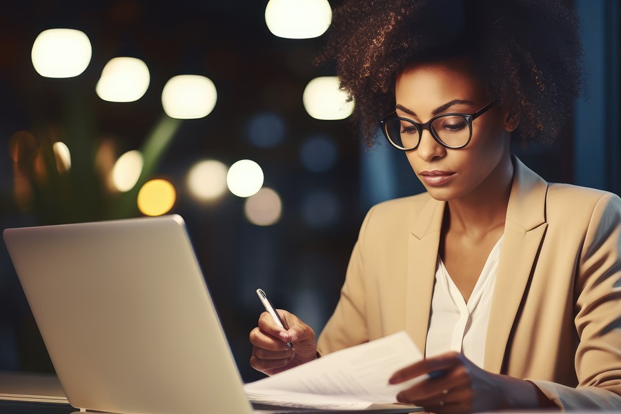 Buisness Women Reading A Report
