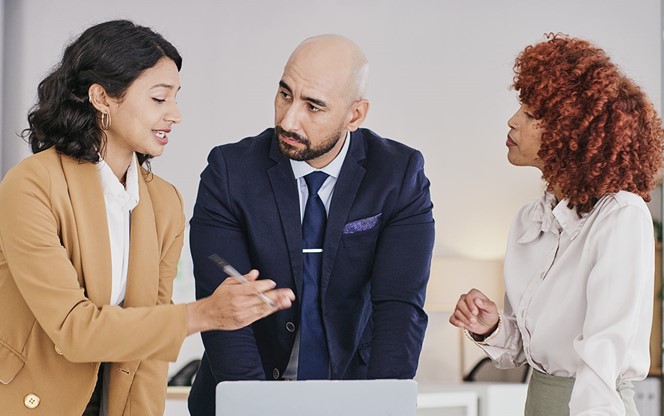 Business People Explain Finance Savings Report